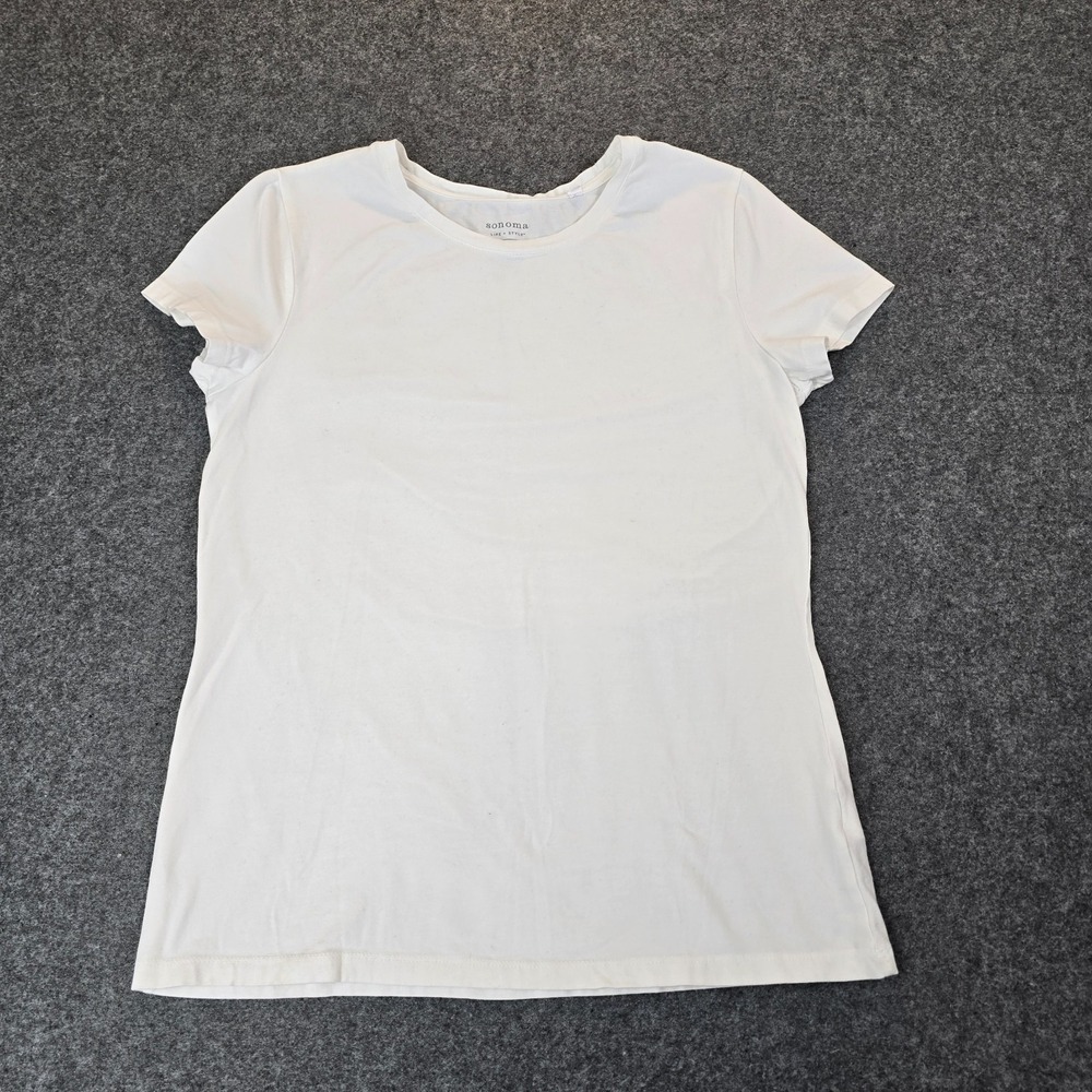 Sonoma Life + Style Everyday T-Shirt Womens Large White Cotton Stretch Comfort